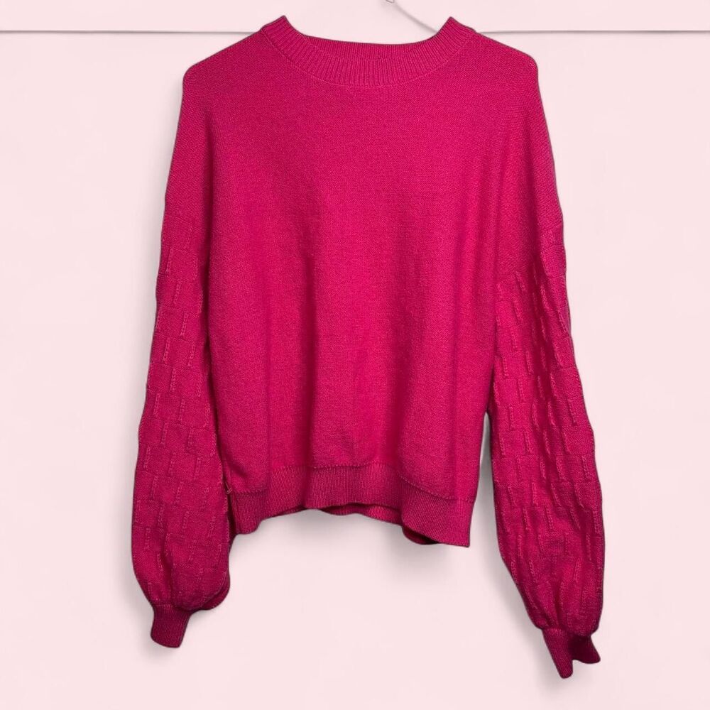 Women's XL SHEIN Hot Pink Basketweave Sleeve Sweater